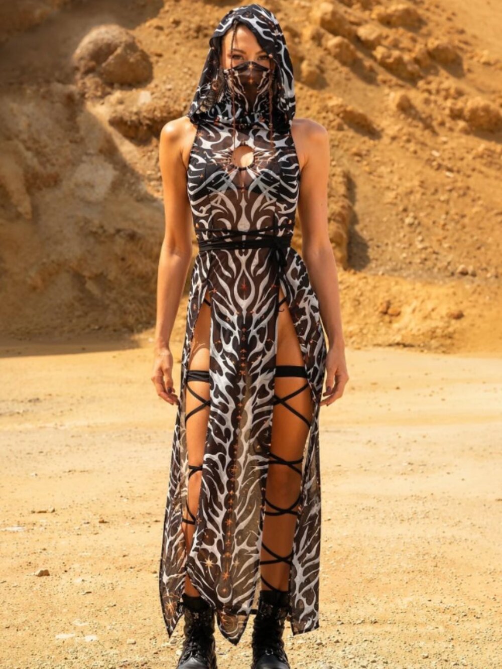 Badinka Neural Static Hooded Dress (M)